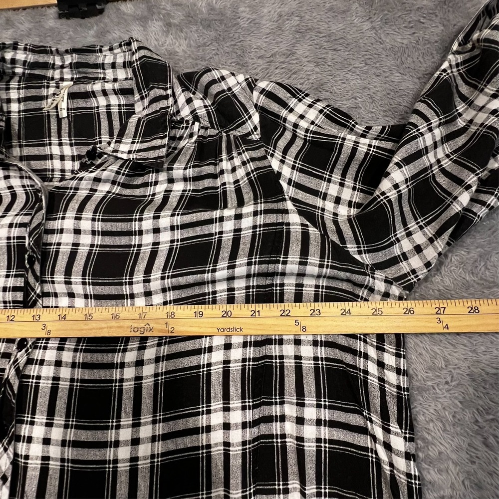 Live 4 Truth Plaid Shirt Dress‎ Duster 3/4 Roll Tab Sleeve Grunge Women's 22/24 - Picture 8 of 16
